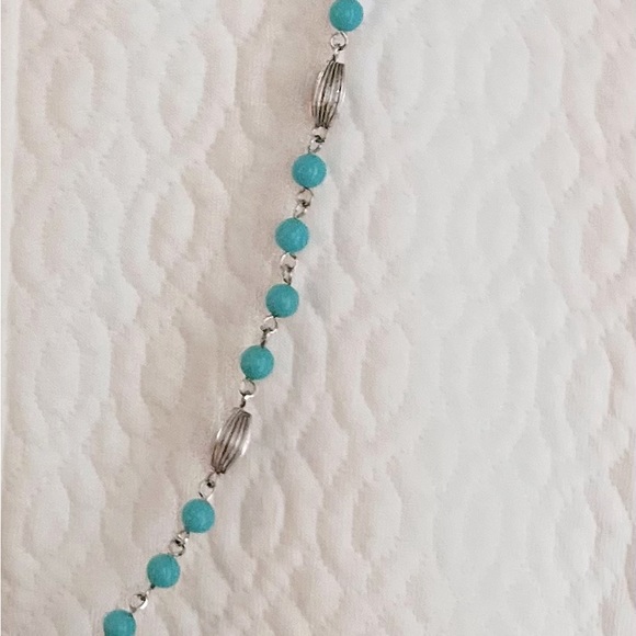 Jewelry - 32” Turquoise & Silver Beaded Necklace